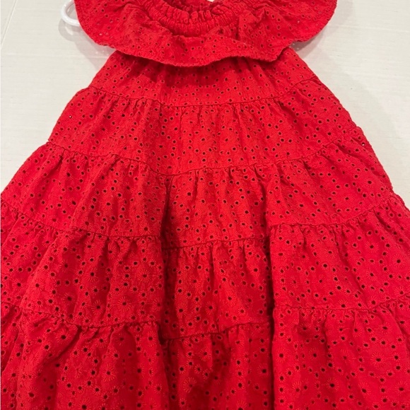 Red Eyelet Ruffle Dress - Picture 3 of 4